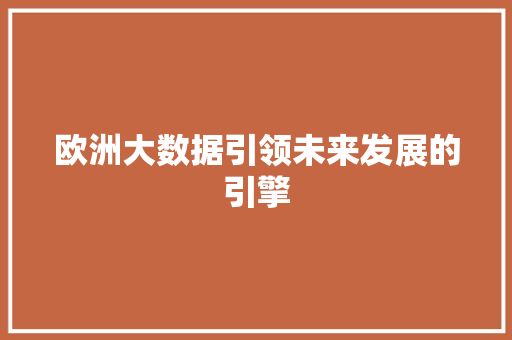 欧洲大数据引领未来发展的引擎