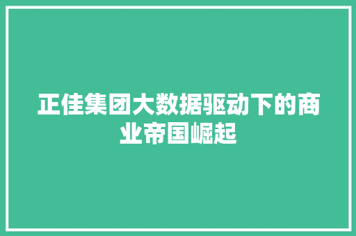 正佳集团大数据驱动下的商业帝国崛起