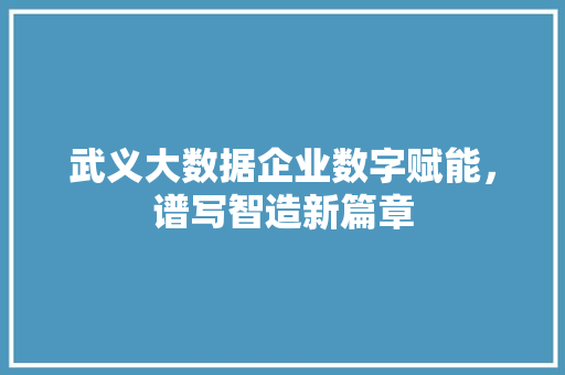 武义大数据企业数字赋能，谱写智造新篇章