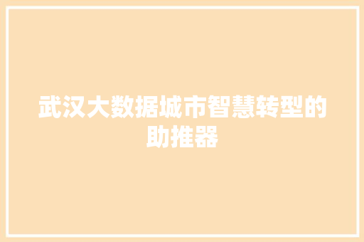 武汉大数据城市智慧转型的助推器 建站教程