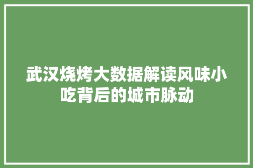 武汉烧烤大数据解读风味小吃背后的城市脉动 建站教程