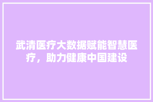 武清医疗大数据赋能智慧医疗，助力健康中国建设 服务器/数据库