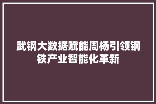 武钢大数据赋能周杨引领钢铁产业智能化革新