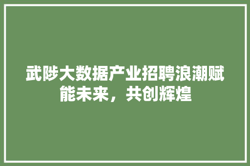 武陟大数据产业招聘浪潮赋能未来，共创辉煌 友链在线