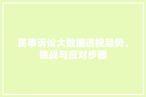 民事诉讼大数据透视趋势、挑战与应对步骤