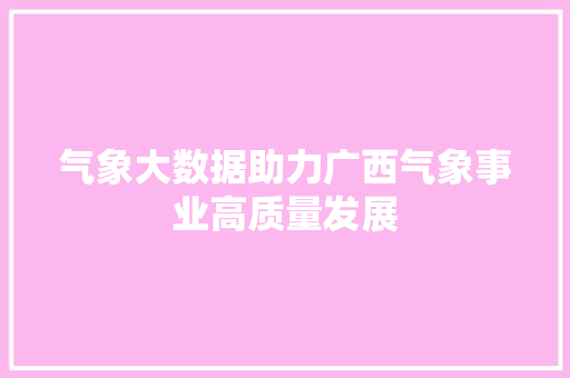 气象大数据助力广西气象事业高质量发展