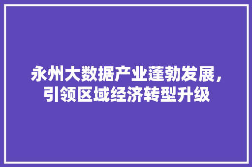 永州大数据产业蓬勃发展，引领区域经济转型升级