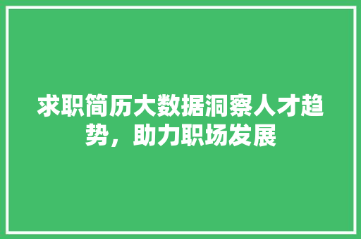 求职简历大数据洞察人才趋势，助力职场发展
