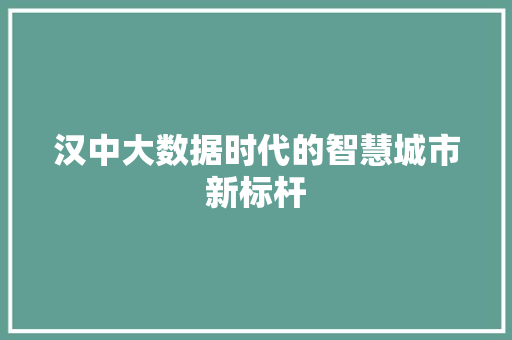 汉中大数据时代的智慧城市新标杆 Web前端