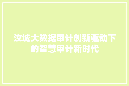 汝城大数据审计创新驱动下的智慧审计新时代