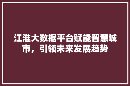 江淮大数据平台赋能智慧城市，引领未来发展趋势 Web前端