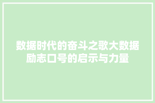 数据时代的奋斗之歌大数据励志口号的启示与力量