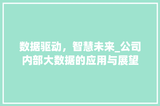 数据驱动，智慧未来_公司内部大数据的应用与展望