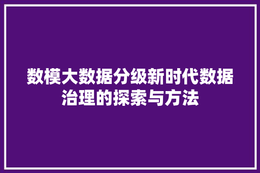 数模大数据分级新时代数据治理的探索与方法