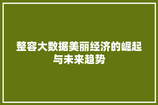 整容大数据美丽经济的崛起与未来趋势