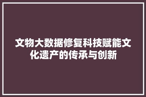 文物大数据修复科技赋能文化遗产的传承与创新