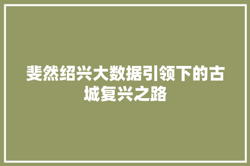 斐然绍兴大数据引领下的古城复兴之路