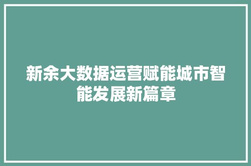 新余大数据运营赋能城市智能发展新篇章