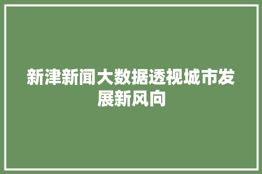 新津新闻大数据透视城市发展新风向