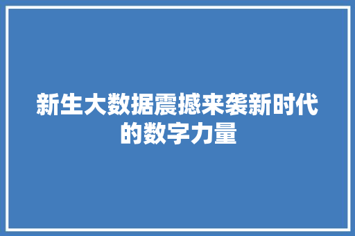 新生大数据震撼来袭新时代的数字力量