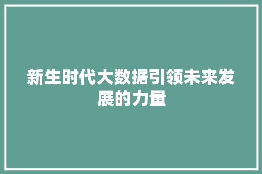 新生时代大数据引领未来发展的力量