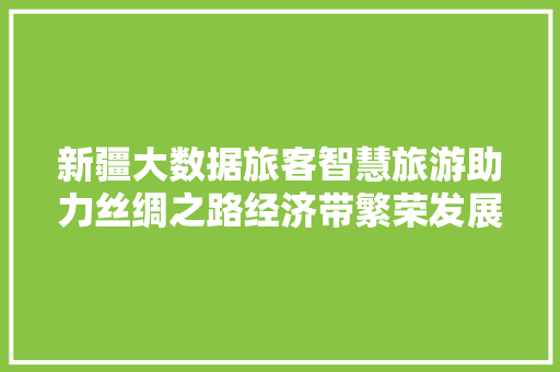 新疆大数据旅客智慧旅游助力丝绸之路经济带繁荣发展