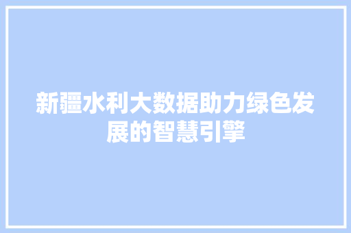 新疆水利大数据助力绿色发展的智慧引擎