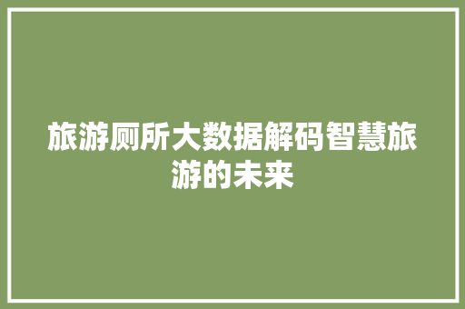 旅游厕所大数据解码智慧旅游的未来