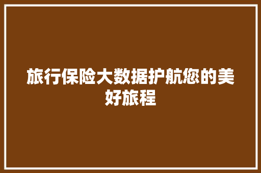 旅行保险大数据护航您的美好旅程