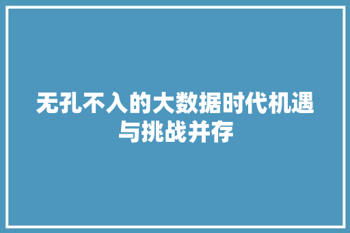 无孔不入的大数据时代机遇与挑战并存 服务器/数据库