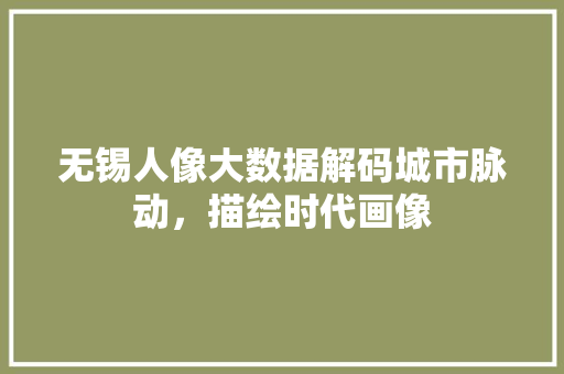 无锡人像大数据解码城市脉动，描绘时代画像 SEO教程