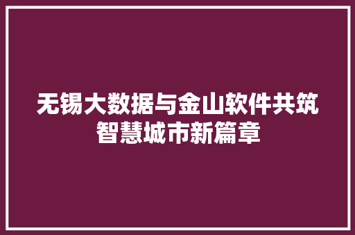 无锡大数据与金山软件共筑智慧城市新篇章
