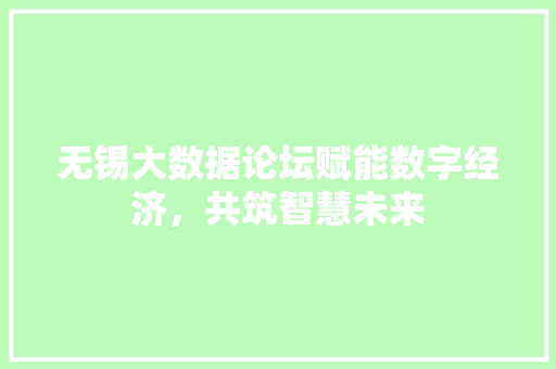 无锡大数据论坛赋能数字经济，共筑智慧未来
