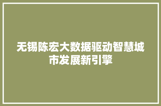 无锡陈宏大数据驱动智慧城市发展新引擎 服务器/数据库