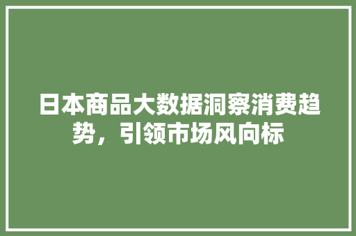 日本商品大数据洞察消费趋势，引领市场风向标