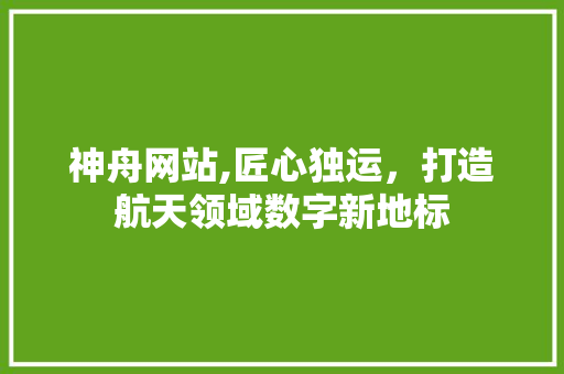 神舟网站,匠心独运，打造航天领域数字新地标