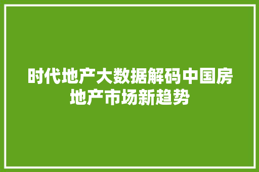 时代地产大数据解码中国房地产市场新趋势 SEO教程