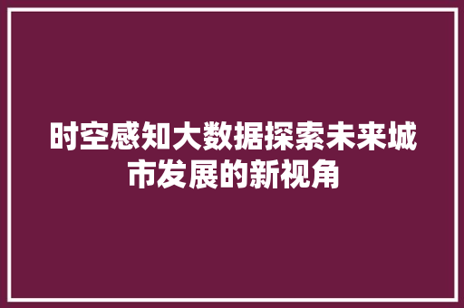 时空感知大数据探索未来城市发展的新视角