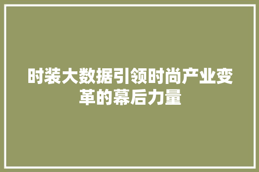 时装大数据引领时尚产业变革的幕后力量