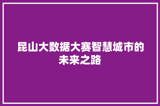 昆山大数据大赛智慧城市的未来之路