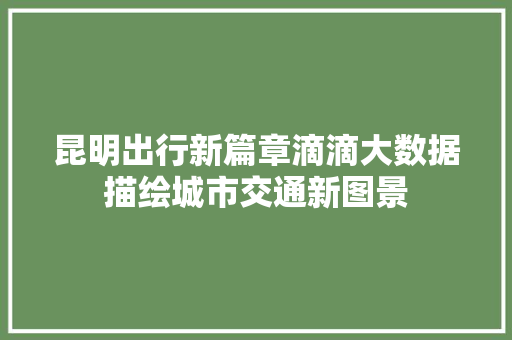 昆明出行新篇章滴滴大数据描绘城市交通新图景