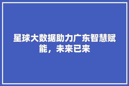 星球大数据助力广东智慧赋能，未来已来