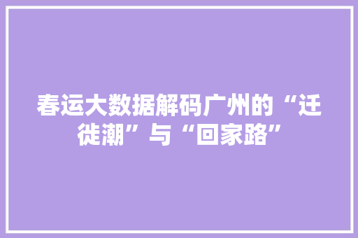 春运大数据解码广州的“迁徙潮”与“回家路”