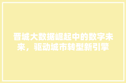 晋城大数据崛起中的数字未来，驱动城市转型新引擎