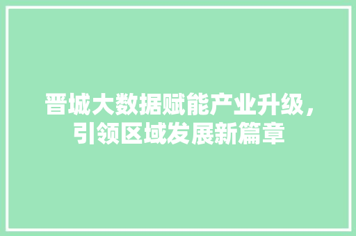 晋城大数据赋能产业升级，引领区域发展新篇章