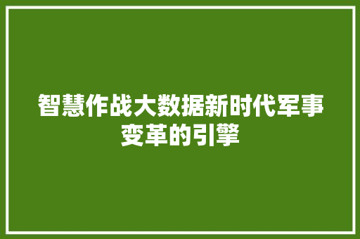 智慧作战大数据新时代军事变革的引擎
