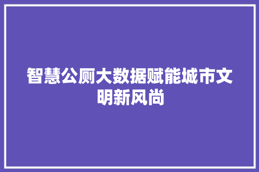 智慧公厕大数据赋能城市文明新风尚