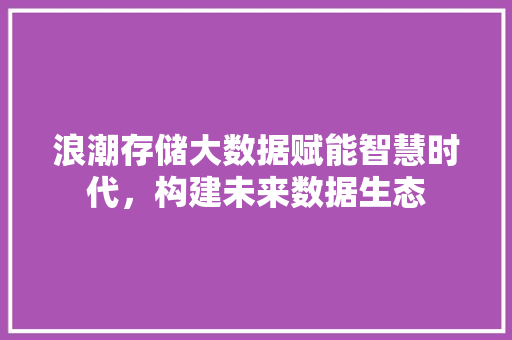 浪潮存储大数据赋能智慧时代，构建未来数据生态