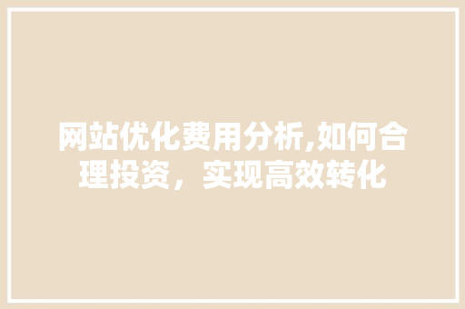 网站优化费用分析,如何合理投资，实现高效转化