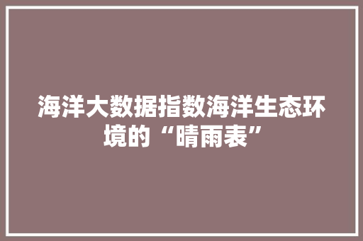 海洋大数据指数海洋生态环境的“晴雨表”